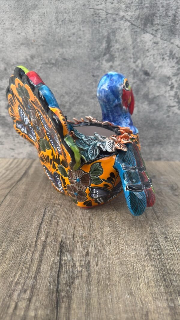 Peacock Talavera Egg Container Figurine  Ceramic Pottery Artisan Hand Painted Farmhouse Decor Vibrant Folk Art from Puebla Kitchen Decor - Image 5
