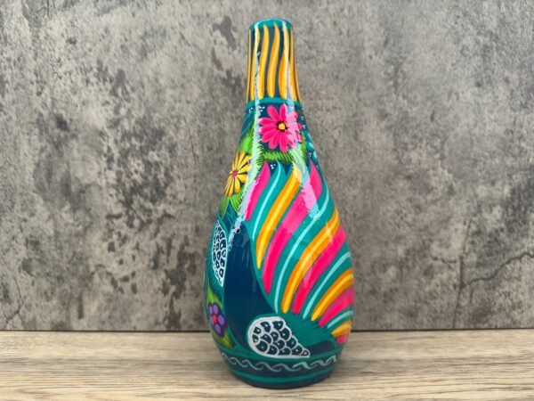 Mini Chimney Incense Burner Made Of Clay Hand Painted Guerrero, Culture Of Mexico Candle Holder For Indoor Home Decor With Vibrant Colors - Image 3