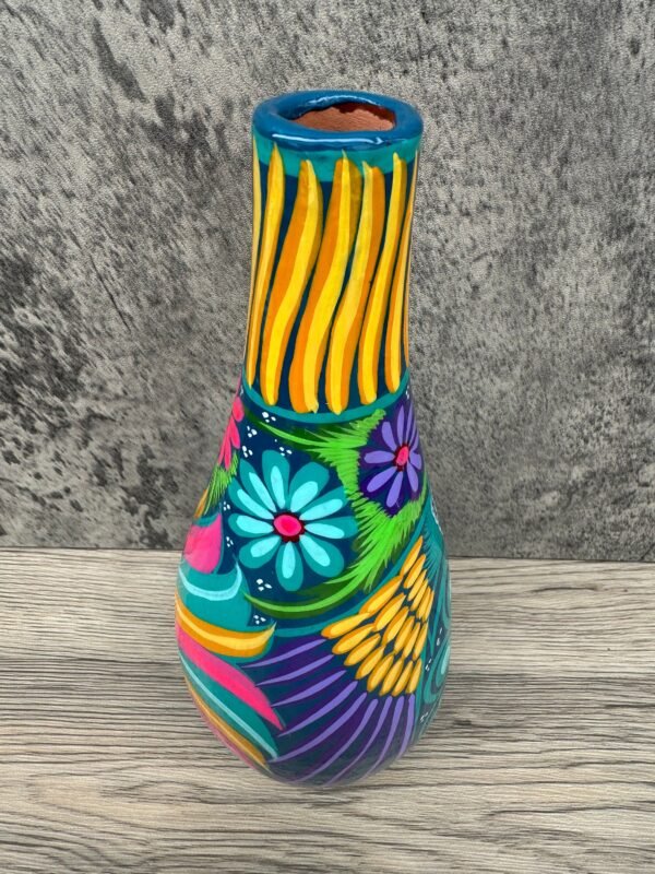 Mini Chimney Incense Burner Made Of Clay Hand Painted Guerrero, Culture Of Mexico Candle Holder For Indoor Home Decor With Vibrant Colors - Image 5