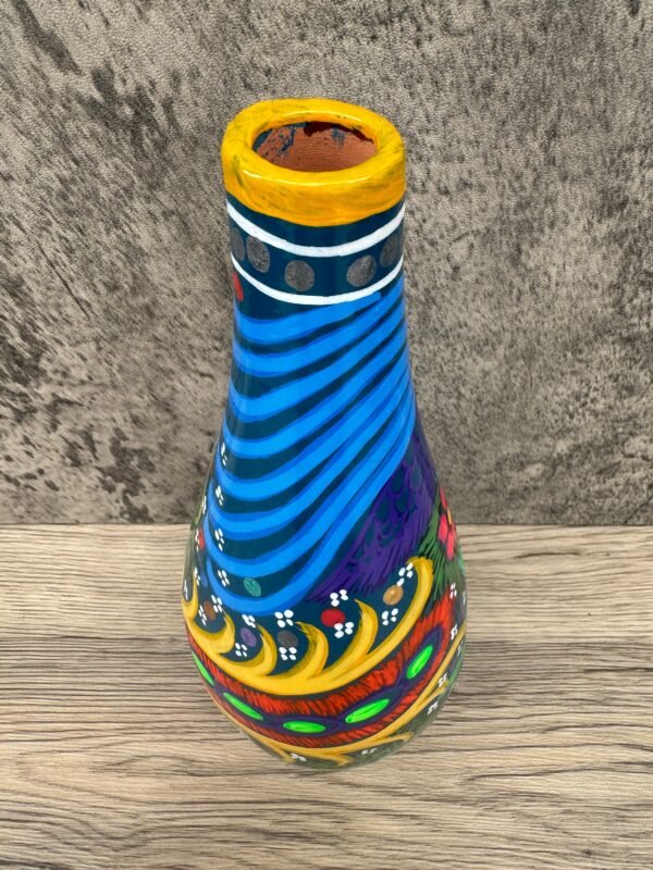 Mini Chimney Incense Burner Made Of Clay Hand Painted Guerrero, Culture Of Mexico Candle Holder For Indoor Home Decor With Vibrant Colors - Image 5