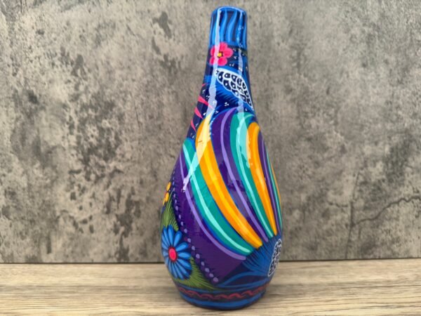 Mini Chimney Incense Burner Made Of Clay Hand Painted Guerrero, Culture Of Mexico Candle Holder For Indoor Home Decor With Vibrant Colors - Image 3