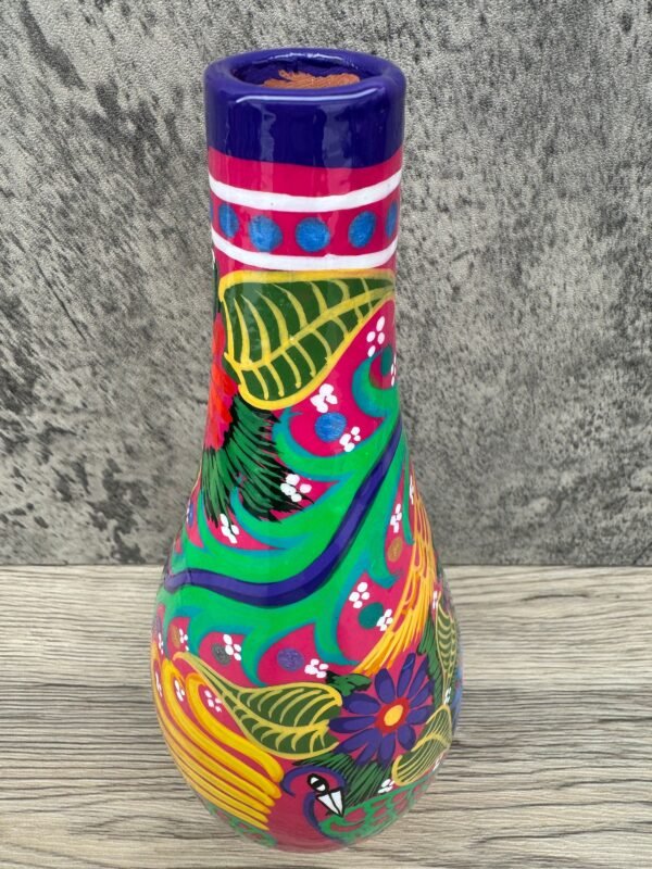 Mini Chimney Incense Burner Made Of Clay Hand Painted Guerrero, Culture Of Mexico Candle Holder For Indoor Home Decor With Vibrant Colors - Image 5