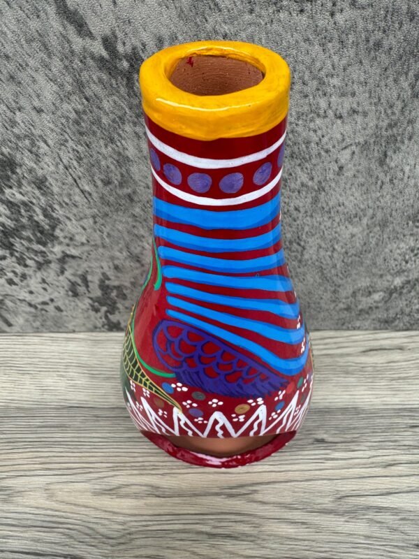Mini Chimney Incense Burner Made Of Clay Hand Painted Guerrero, Culture Of Mexico Candle Holder For Indoor Home Decor With Vibrant Colors - Image 5
