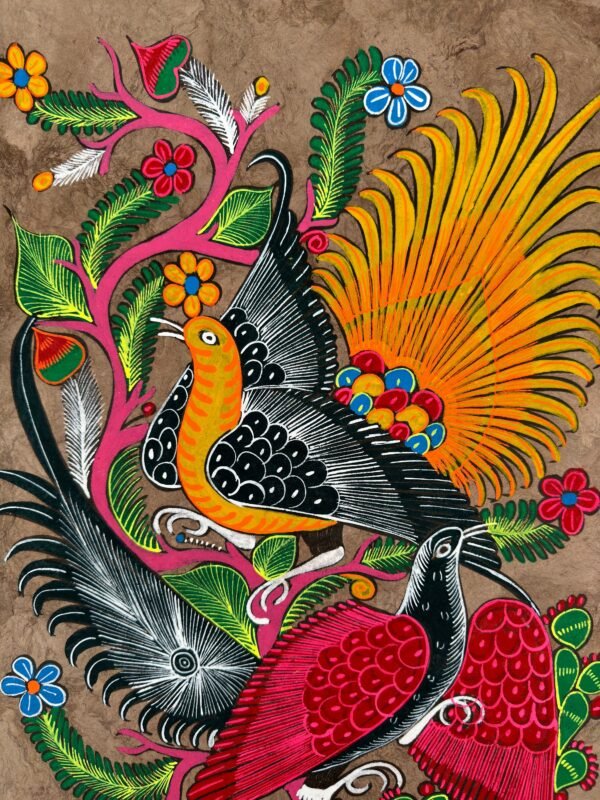 Bird painting painted on amate paper, original amate paintings in Mexican art, acrylic painting / Mexican painting authentic artisans - Image 3