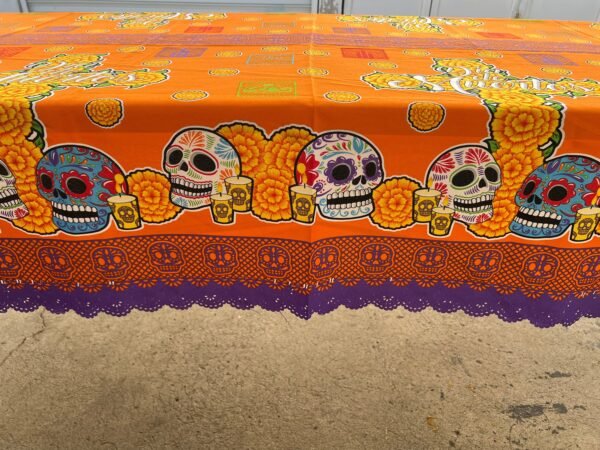 Día de los Muertos Table Cover Sugar Skull Design, Festive Mexican Decor Altar Cloth, Halloween Tablecloth, Day of the Dead Decorations - Image 3