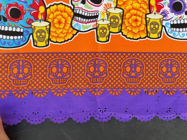 Día de los Muertos Table Cover Sugar Skull Design, Festive Mexican Decor Altar Cloth, Halloween Tablecloth, Day of the Dead Decorations - Image 5