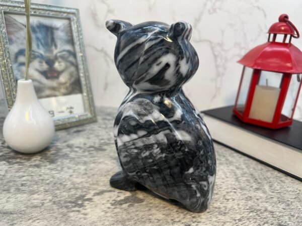 Owl statue, Stone owl, Owl figure, Owl carving, Marble decor, Carved stone animal, Owl table decor - Image 3