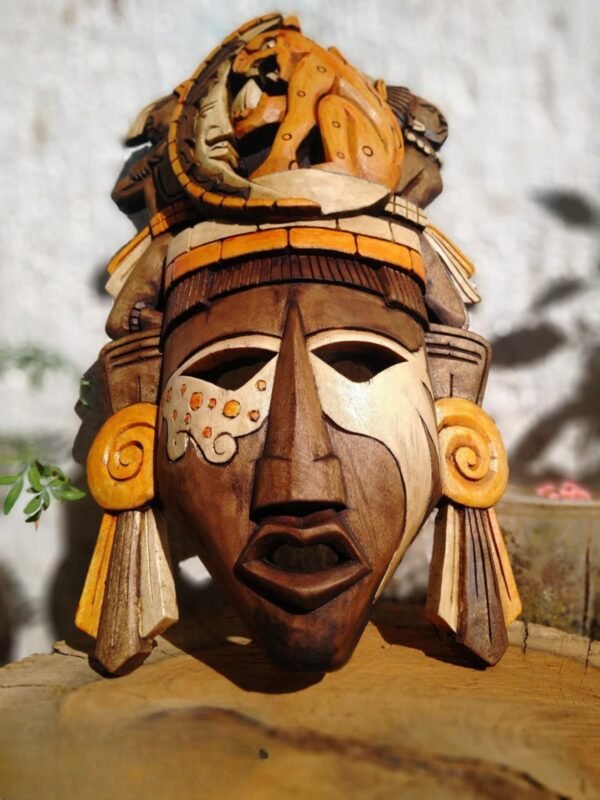 Prehispanic Wooden mask, Mayan culture, Mexican wall art, Hand carved ASK FOR CUSTOMIZE - Image 5