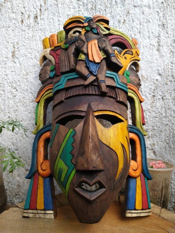 Prehispanic Wooden mask, Mayan culture, Mexican wall art, Hand carved ASK FOR CUSTOMIZE - Image 7