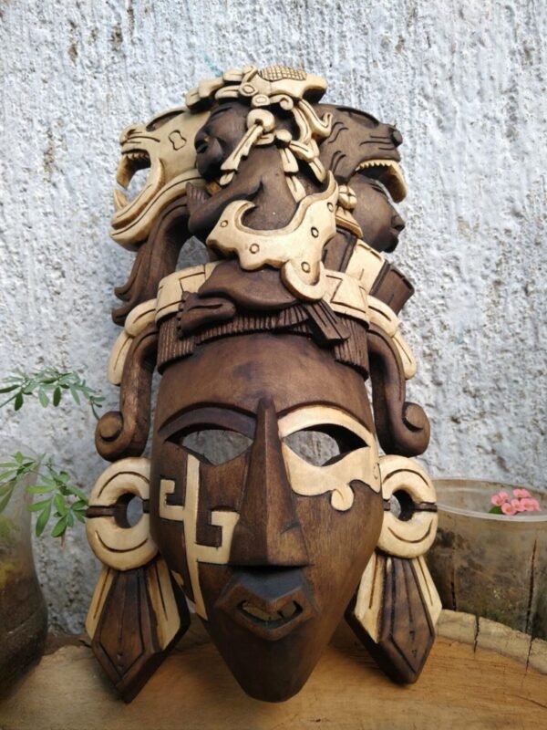 Prehispanic Wooden mask, Mayan culture, Mexican wall art, Hand carved ASK FOR CUSTOMIZE - Image 8