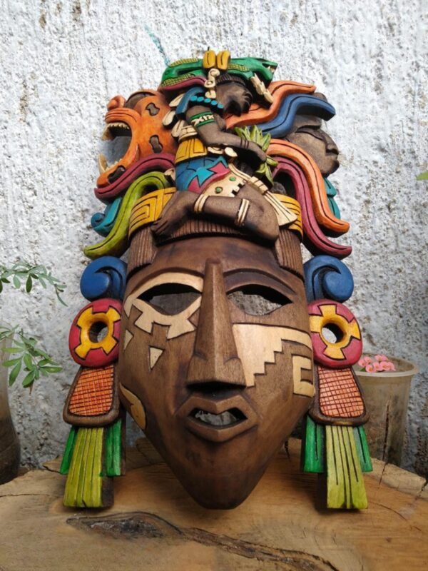 Prehispanic Wooden mask, Mayan culture, Mexican wall art, Hand carved ASK FOR CUSTOMIZE - Image 9