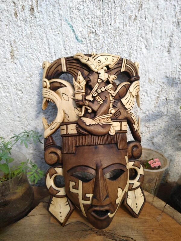 Prehispanic Wooden mask, Mayan culture, Mexican wall art, Hand carved ASK FOR CUSTOMIZE - Image 10