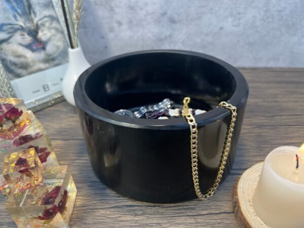Jewelry organizer box, Perfume tray, Marble tray, Vanity tray bathroom, Marble jewellery box,  Stone tray in black color - Image 3