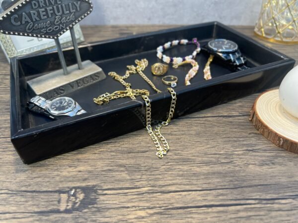 Marble dinning table, Marble tray, Wine serving tray, Vanity tray bathroom, Large serving tray, Marble jewelry tray, Black marble tray - Image 3