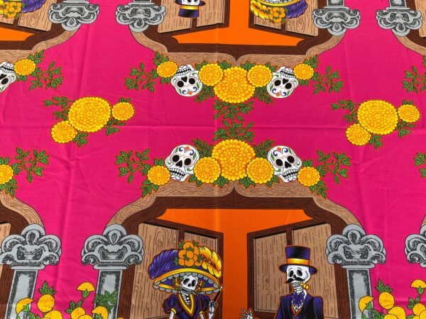 Día de los Muertos Table Cover Sugar Skull Design, Festive Mexican Decor Altar Cloth, Halloween Tablecloth, Day of the Dead Decorations - Image 4