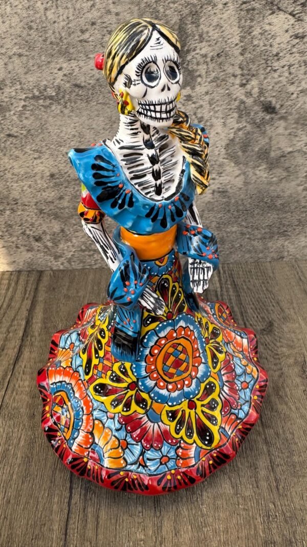 Catrina Handmade Talavera Day of the Dead  Colorful Ceramic Folk Art from Puebla, Mexico Día de los Muertos Skeleton Figurine Wedding Gift - Image 3