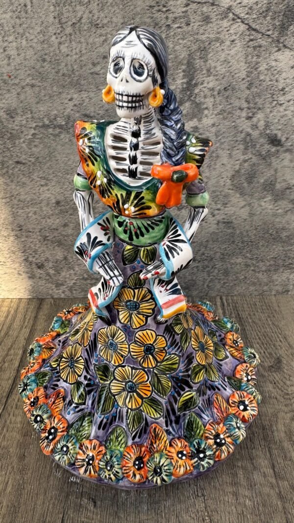 Catrina Handmade Talavera Day of the Dead  Colorful Ceramic Folk Art from Puebla, Mexico Día de los Muertos Skeleton Figurine Wedding Gift - Image 3