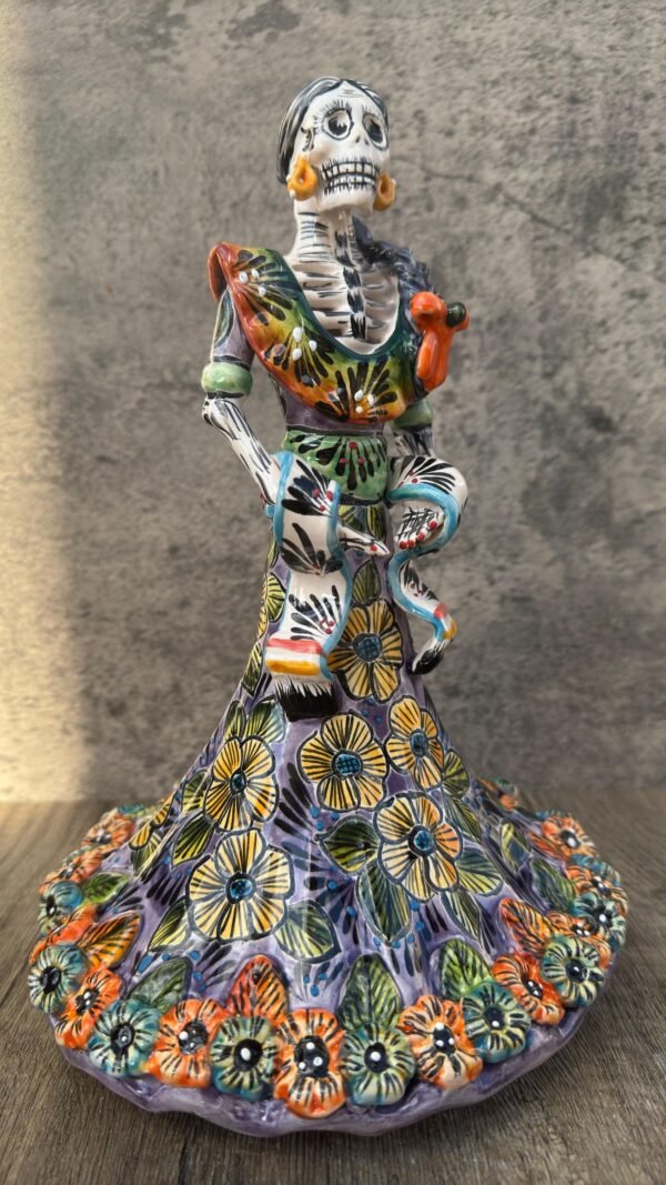 Catrina Handmade Talavera Day of the Dead  Colorful Ceramic Folk Art from Puebla, Mexico Día de los Muertos Skeleton Figurine Wedding Gift - Image 4