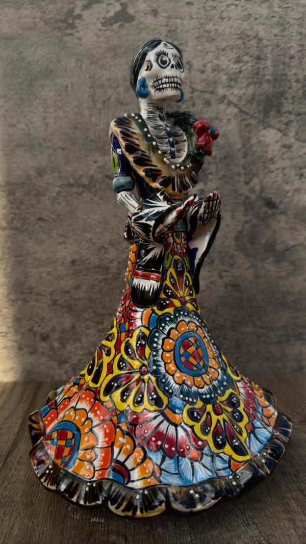 Catrina Handmade Talavera Day of the Dead  Colorful Ceramic Folk Art from Puebla, Mexico Día de los Muertos Skeleton Figurine Wedding Gift - Image 3