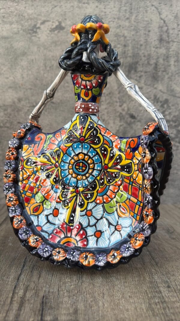 Catrina Handmade Talavera Day of the Dead  Colorful Ceramic Folk Art from Puebla, Mexico Día de los Muertos Skeleton Figurine Wedding Gift - Image 4