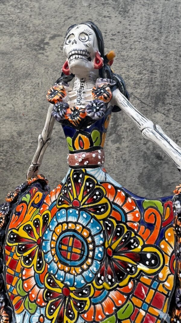 Catrina Handmade Talavera Day of the Dead  Colorful Ceramic Folk Art from Puebla, Mexico Día de los Muertos Skeleton Figurine Wedding Gift - Image 6