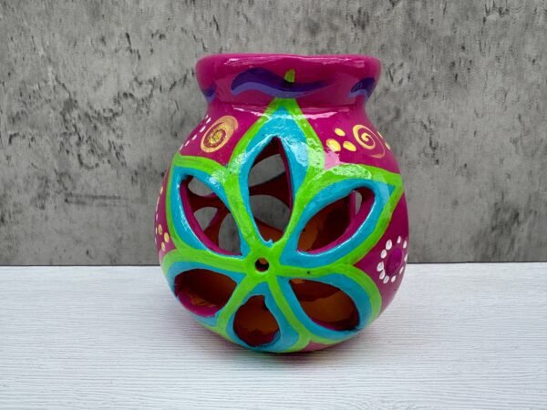 Candleholder Hand-Painted Mexican Clay - Artisan Crafted, Unique Decor, Traditional Pottery, Handmade Gift, Rustic Home Accent, Artisanal - Image 5