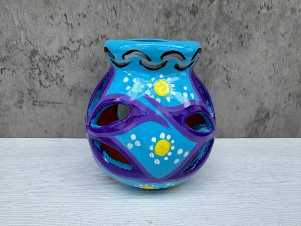 Candleholder Hand-Painted Mexican Clay - Artisan Crafted, Unique Decor, Traditional Pottery, Handmade Gift, Rustic Home Accent, Artisanal - Image 4
