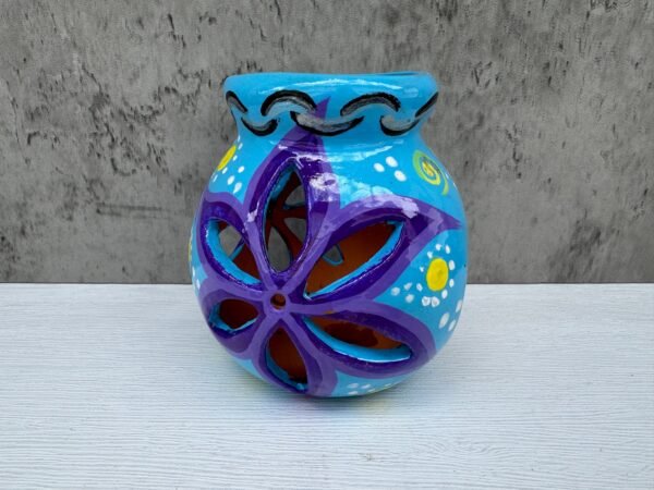 Candleholder Hand-Painted Mexican Clay - Artisan Crafted, Unique Decor, Traditional Pottery, Handmade Gift, Rustic Home Accent, Artisanal - Image 5