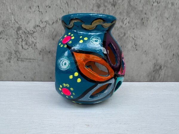 Candleholder Hand-Painted Mexican Clay - Artisan Crafted, Unique Decor, Traditional Pottery, Handmade Gift, Rustic Home Accent, Artisanal - Image 3