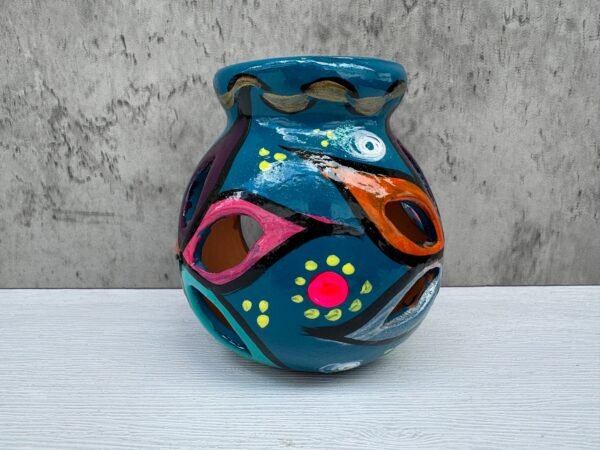 Candleholder Hand-Painted Mexican Clay - Artisan Crafted, Unique Decor, Traditional Pottery, Handmade Gift, Rustic Home Accent, Artisanal - Image 4