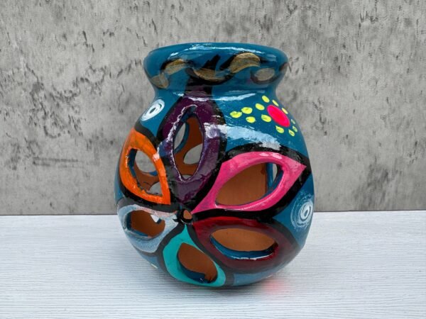 Candleholder Hand-Painted Mexican Clay - Artisan Crafted, Unique Decor, Traditional Pottery, Handmade Gift, Rustic Home Accent, Artisanal - Image 5