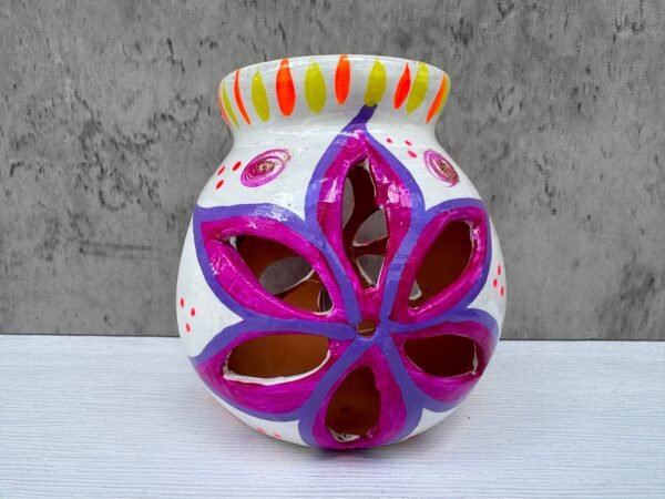 Candleholder Hand-Painted Mexican Clay - Artisan Crafted, Unique Decor, Traditional Pottery, Handmade Gift, Rustic Home Accent, Artisanal - Image 3