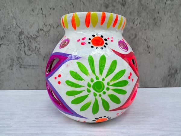 Candleholder Hand-Painted Mexican Clay - Artisan Crafted, Unique Decor, Traditional Pottery, Handmade Gift, Rustic Home Accent, Artisanal - Image 4