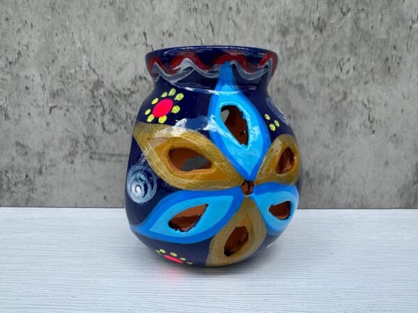 Candleholder Hand-Painted Mexican Clay - Artisan Crafted, Unique Decor, Traditional Pottery, Handmade Gift, Rustic Home Accent, Artisanal - Image 3