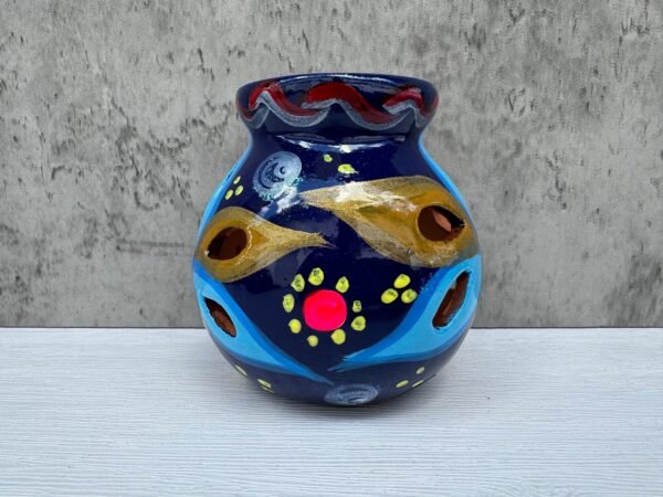 Candleholder Hand-Painted Mexican Clay - Artisan Crafted, Unique Decor, Traditional Pottery, Handmade Gift, Rustic Home Accent, Artisanal - Image 4