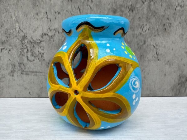 Candleholder Hand-Painted Mexican Clay - Artisan Crafted, Unique Decor, Traditional Pottery, Handmade Gift, Rustic Home Accent, Artisanal - Image 3
