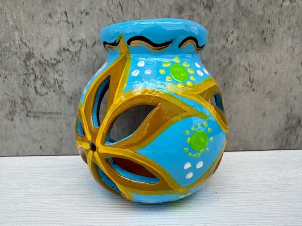 Candleholder Hand-Painted Mexican Clay - Artisan Crafted, Unique Decor, Traditional Pottery, Handmade Gift, Rustic Home Accent, Artisanal - Image 4