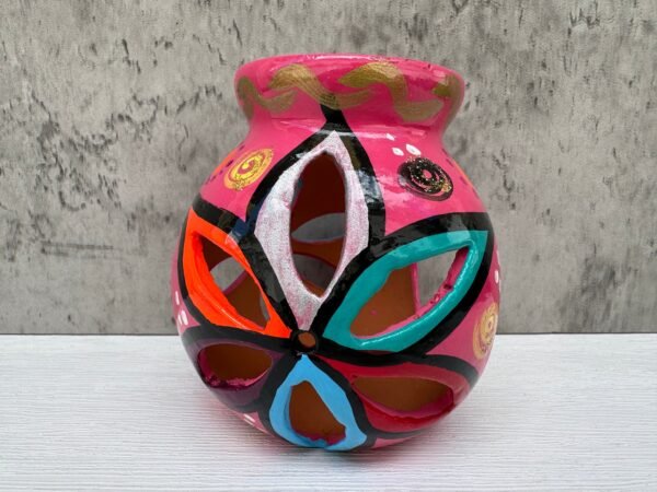 Candleholder Hand-Painted Mexican Clay - Artisan Crafted, Unique Decor, Traditional Pottery, Handmade Gift, Rustic Home Accent, Artisanal - Image 3