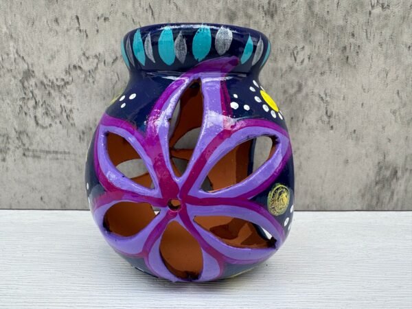 Candleholder Hand-Painted Mexican Clay - Artisan Crafted, Unique Decor, Traditional Pottery, Handmade Gift, Rustic Home Accent, Artisanal - Image 3
