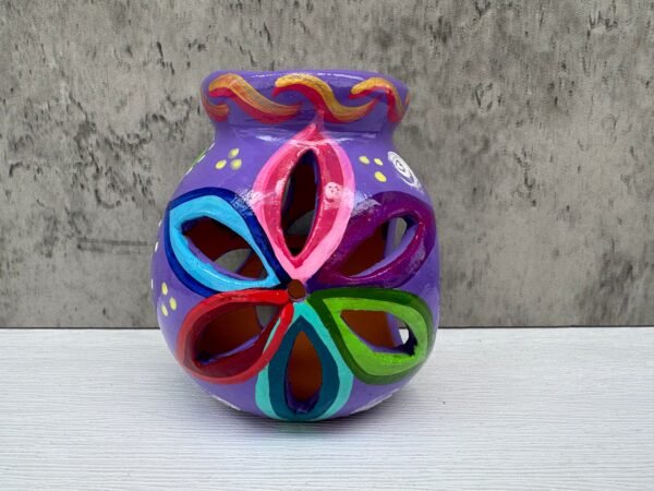 Candleholder Hand-Painted Mexican Clay - Artisan Crafted, Unique Decor, Traditional Pottery, Handmade Gift, Rustic Home Accent, Artisanal - Image 3