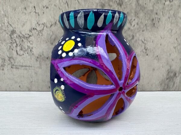 Candleholder Hand-Painted Mexican Clay - Artisan Crafted, Unique Decor, Traditional Pottery, Handmade Gift, Rustic Home Accent, Artisanal - Image 5