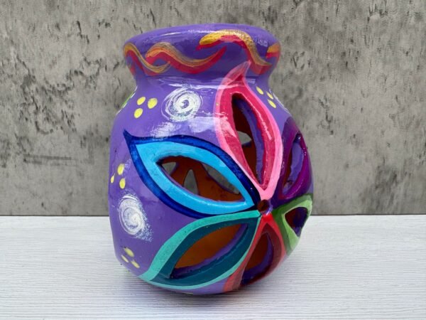 Candleholder Hand-Painted Mexican Clay - Artisan Crafted, Unique Decor, Traditional Pottery, Handmade Gift, Rustic Home Accent, Artisanal - Image 5