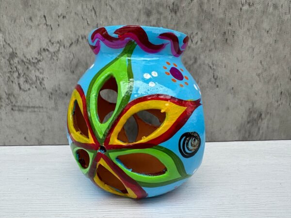Candleholder Hand-Painted Mexican Clay - Artisan Crafted, Unique Decor, Traditional Pottery, Handmade Gift, Rustic Home Accent, Artisanal - Image 3
