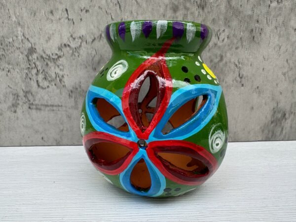 Candleholder Hand-Painted Mexican Clay - Artisan Crafted, Unique Decor, Traditional Pottery, Handmade Gift, Rustic Home Accent, Artisanal - Image 3