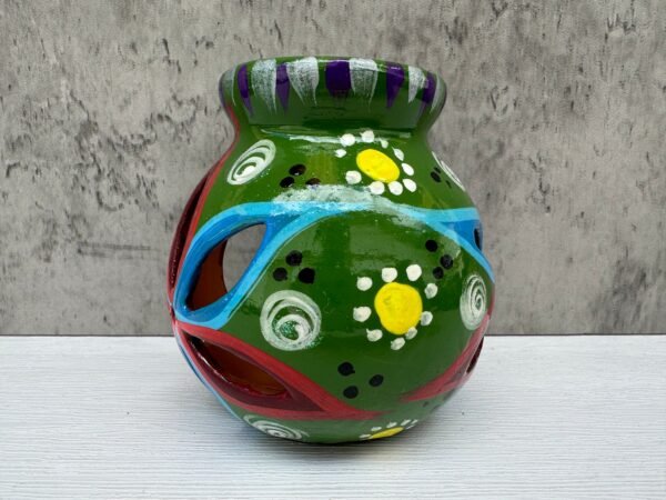 Candleholder Hand-Painted Mexican Clay - Artisan Crafted, Unique Decor, Traditional Pottery, Handmade Gift, Rustic Home Accent, Artisanal - Image 4