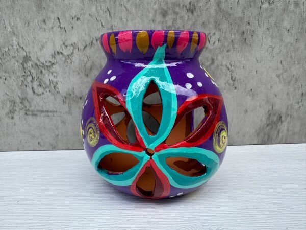 Candleholder Hand-Painted Mexican Clay - Artisan Crafted, Unique Decor, Traditional Pottery, Handmade Gift, Rustic Home Accent, Artisanal - Image 3