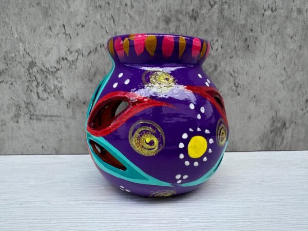 Candleholder Hand-Painted Mexican Clay - Artisan Crafted, Unique Decor, Traditional Pottery, Handmade Gift, Rustic Home Accent, Artisanal - Image 4