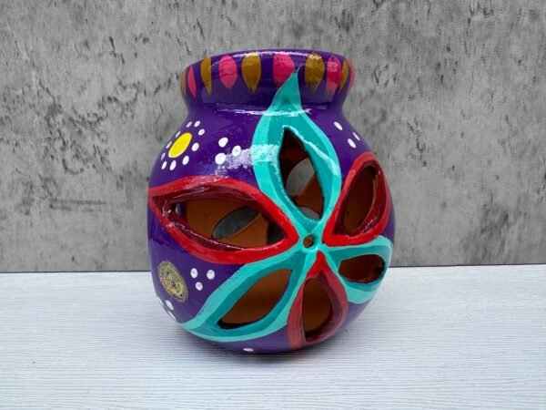 Candleholder Hand-Painted Mexican Clay - Artisan Crafted, Unique Decor, Traditional Pottery, Handmade Gift, Rustic Home Accent, Artisanal - Image 5