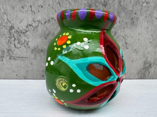 Candleholder Hand-Painted Mexican Clay - Artisan Crafted, Unique Decor, Traditional Pottery, Handmade Gift, Rustic Home Accent, Artisanal - Image 3