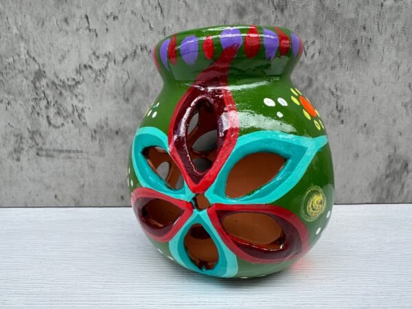 Candleholder Hand-Painted Mexican Clay - Artisan Crafted, Unique Decor, Traditional Pottery, Handmade Gift, Rustic Home Accent, Artisanal - Image 5